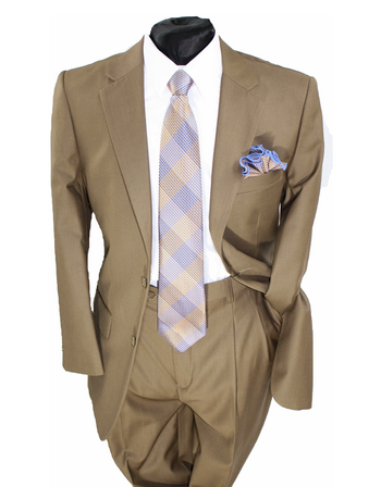 Business 2 Button Suit Dark Tan #b2bsdktan